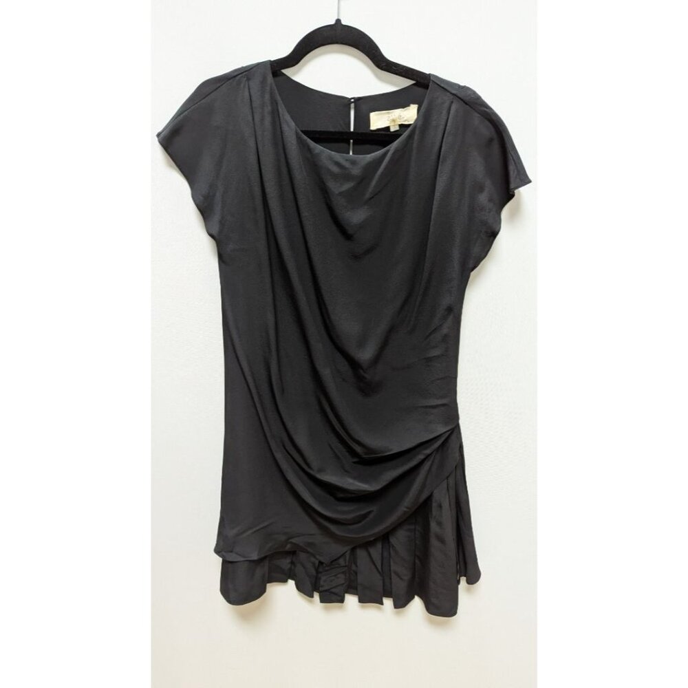 athe Black Dolman Sleeve Silk Pleated Dress
